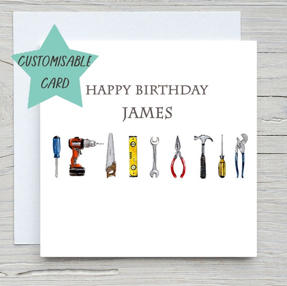 Tools Birthday Card, Personalised Card