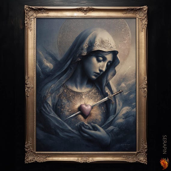 Mater Dolorosa Our Lady Of Sorrows Blessed Virgin Mary Marian Moody Dark Gothic Art 043