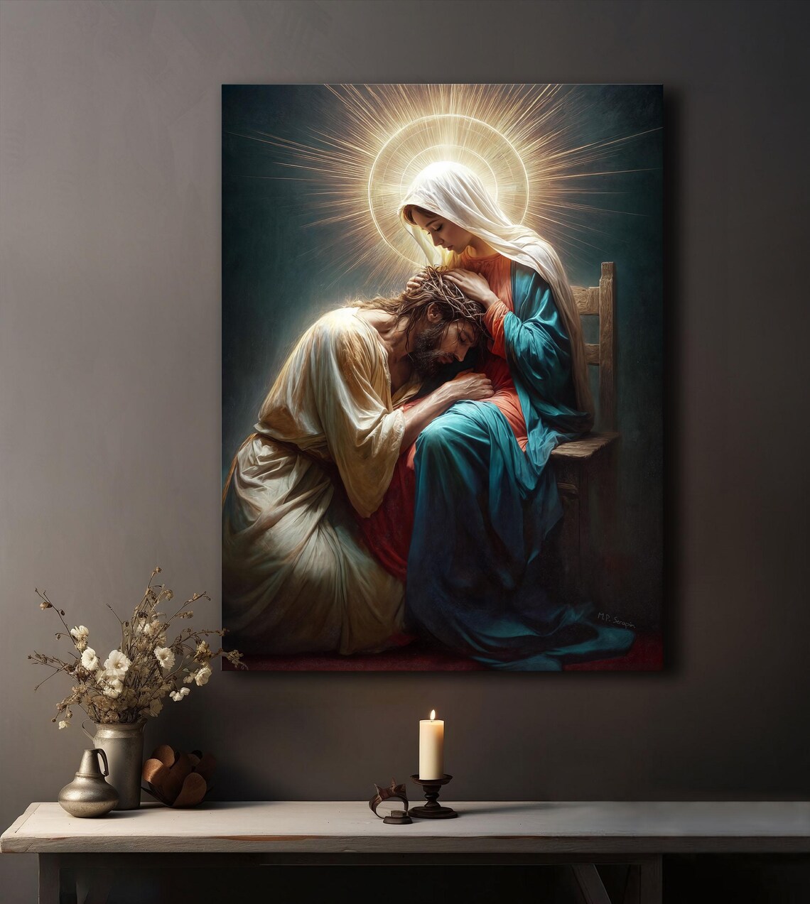Pieta: Virgin Mary and Jesus Catholic Art Print - Image 2