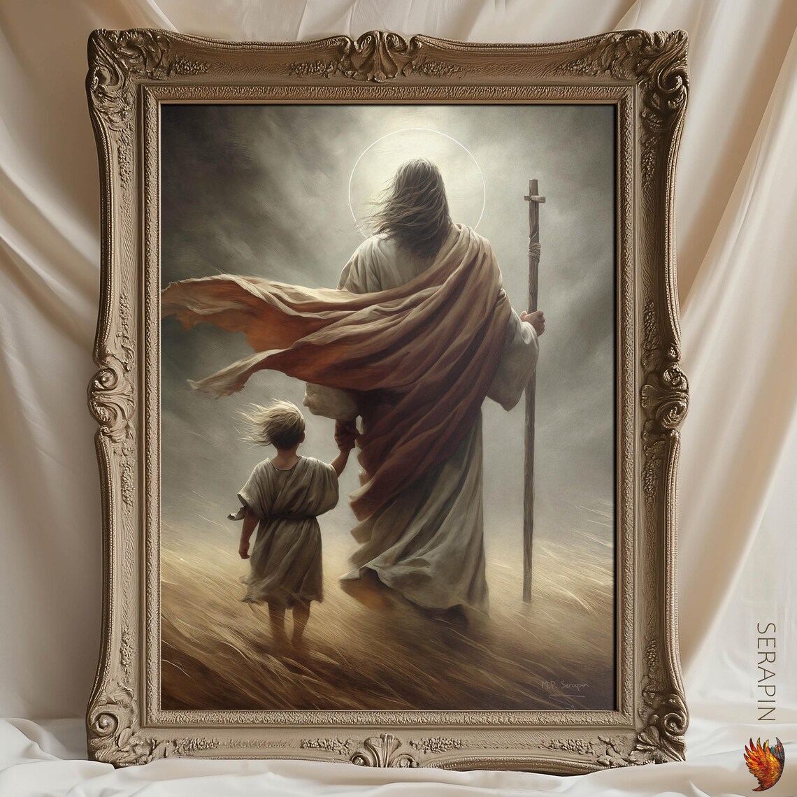 Jesus Leading Child Through Dark Valley Psalm 23 Moody Christian Poster - Image 5