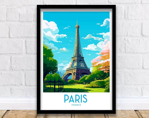 Eiffel Tower Travel Poster, Paris France Art Print