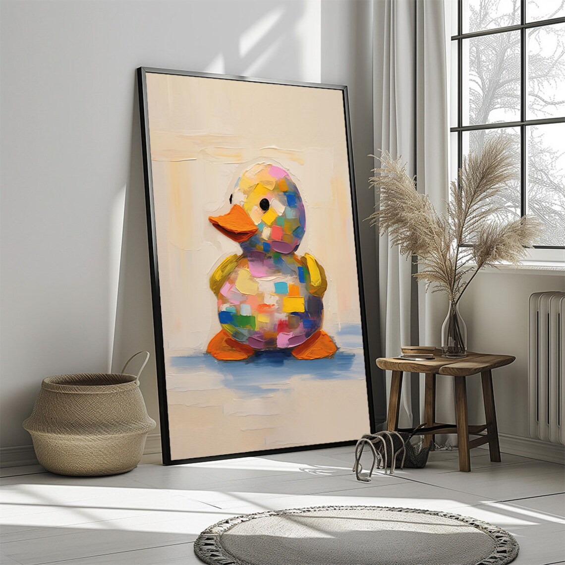 Colorful Watercolor Baby Duck Toy Nursery Kids Room Wall Art - Image 2