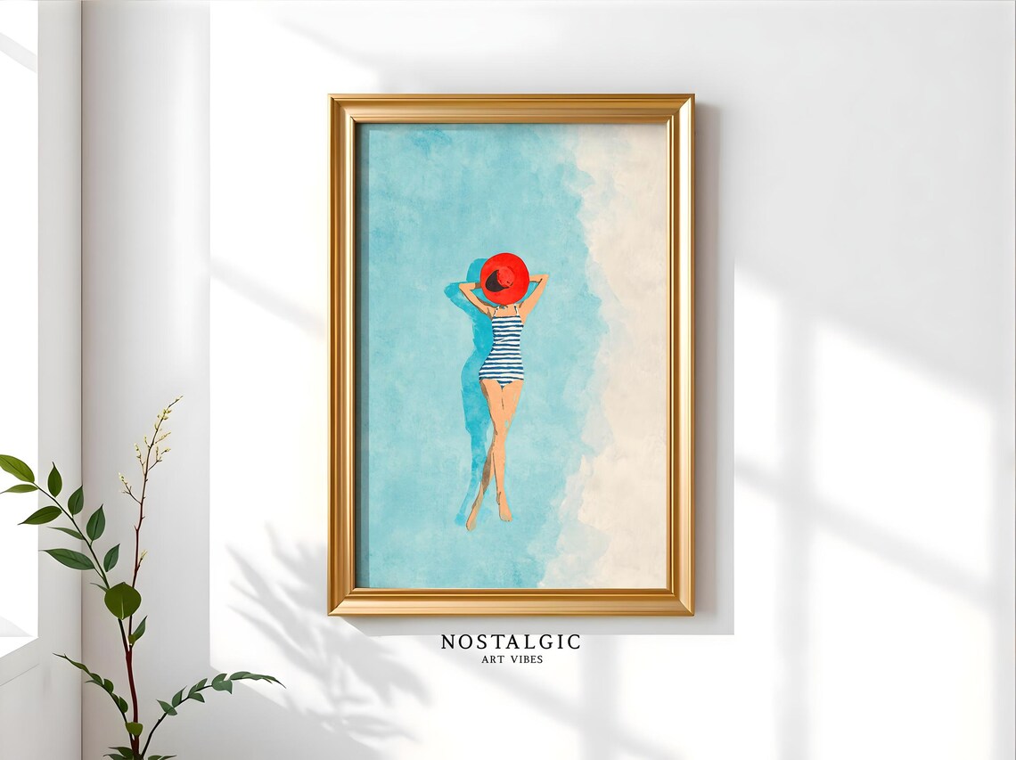 Minimalist Ocean Wall Art, Retro Beach Vacation Art - Image 3