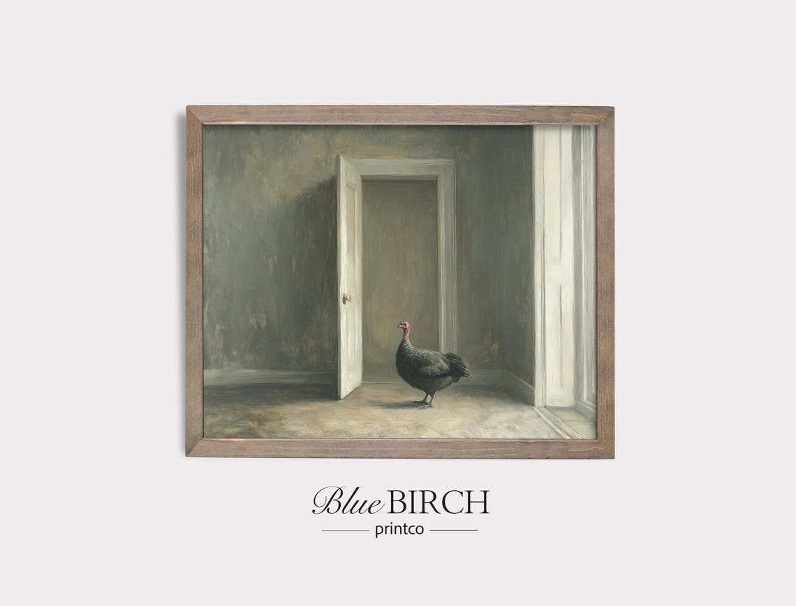Rustic Turkey In Simple Farmhouse Interior Vintage Autumn Wall Poster