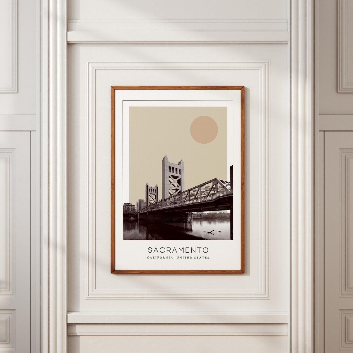 Sacramento Tower Bridge Over River Minimalist California Travel Poster - Image 2