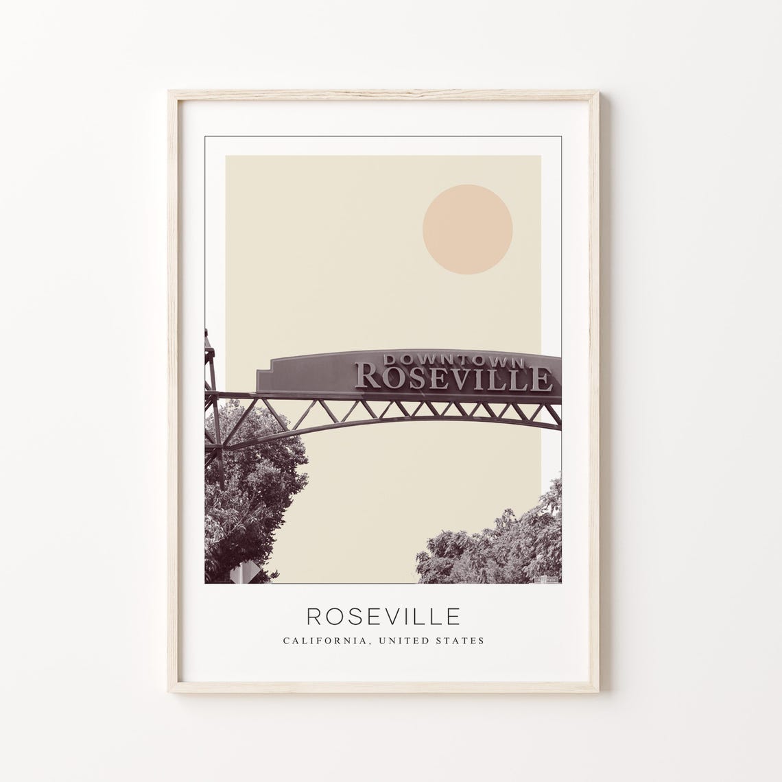 Roseville California Downtown Arch Gateway Sign Street Poster