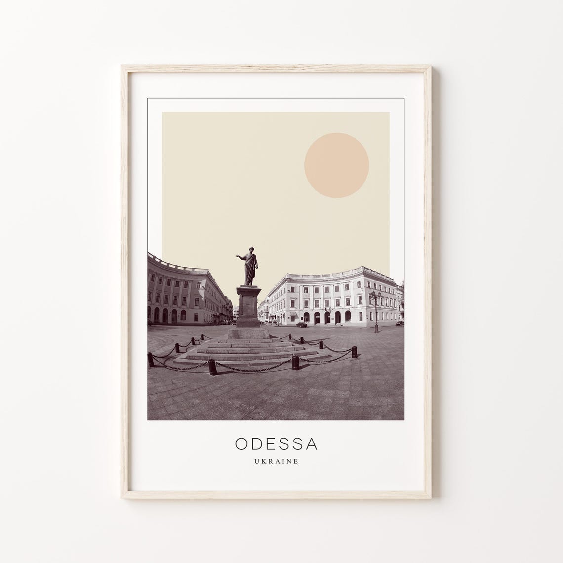 Odessa Statue Square Minimalist Black And White Travel Poster