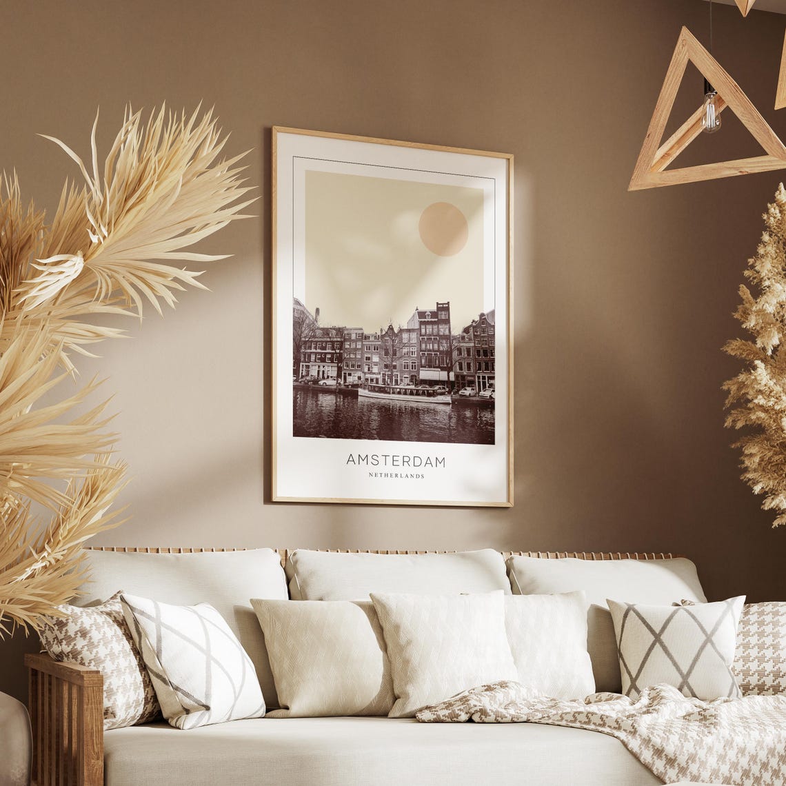 Amsterdam Netherlands Canal Houses Boat Minimalist Travel Poster - Image 3
