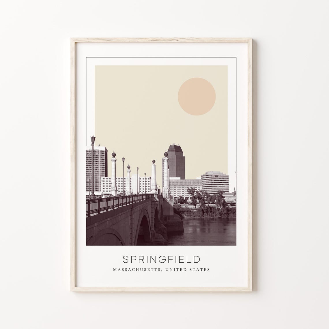 Springfield Massachusetts River Bridge Minimalist Travel Poster