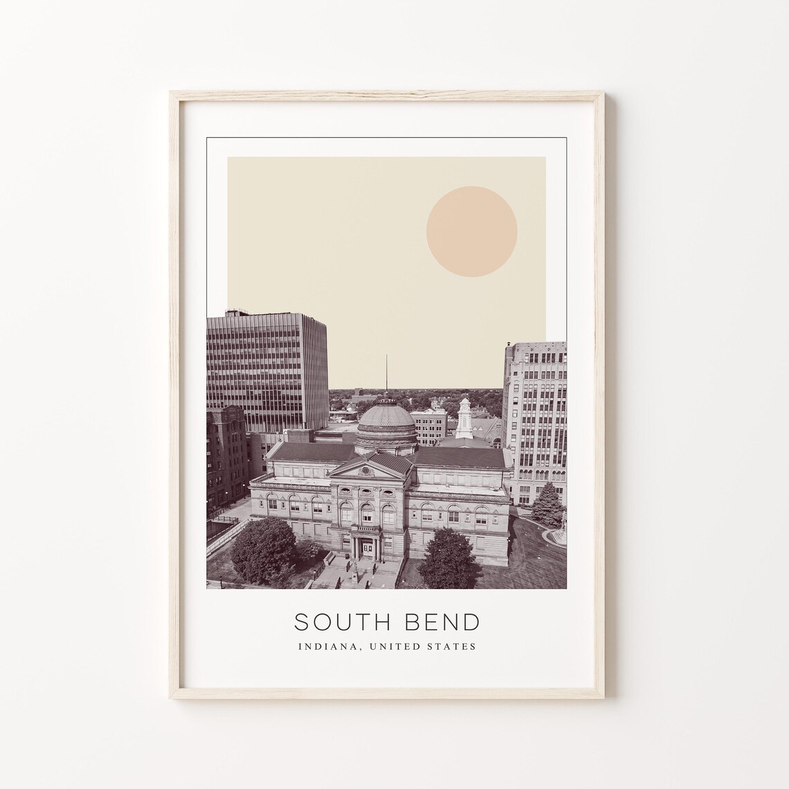 South Bend Minimalist Travel Poster, Indiana USA