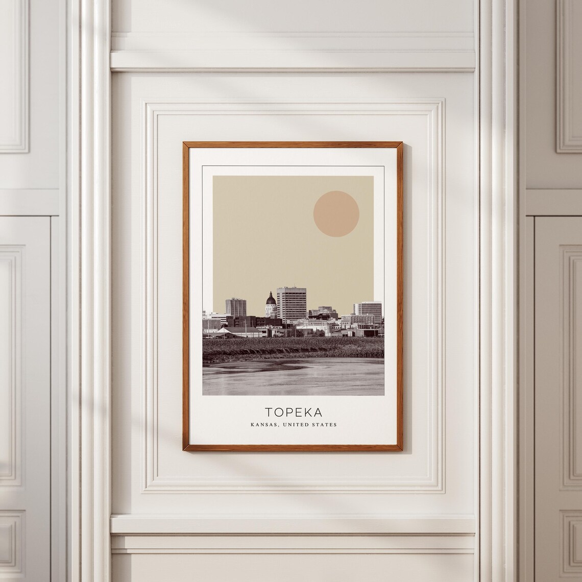 Topeka Kansas Capitol Dome River Skyline Minimalist Travel Poster - Image 2