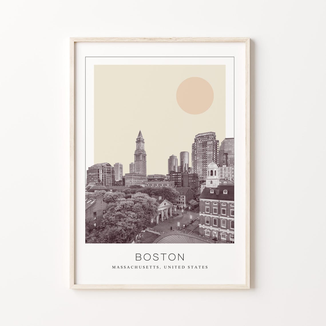 Boston Massachusetts Historic Clock Tower Minimalist Travel Poster