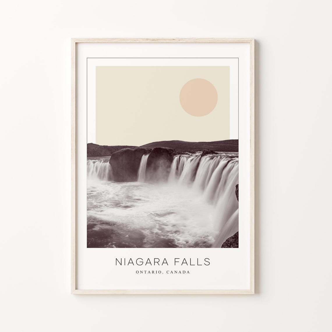 Niagara Falls Ontario Cascading Waterfall Minimalist Travel Poster
