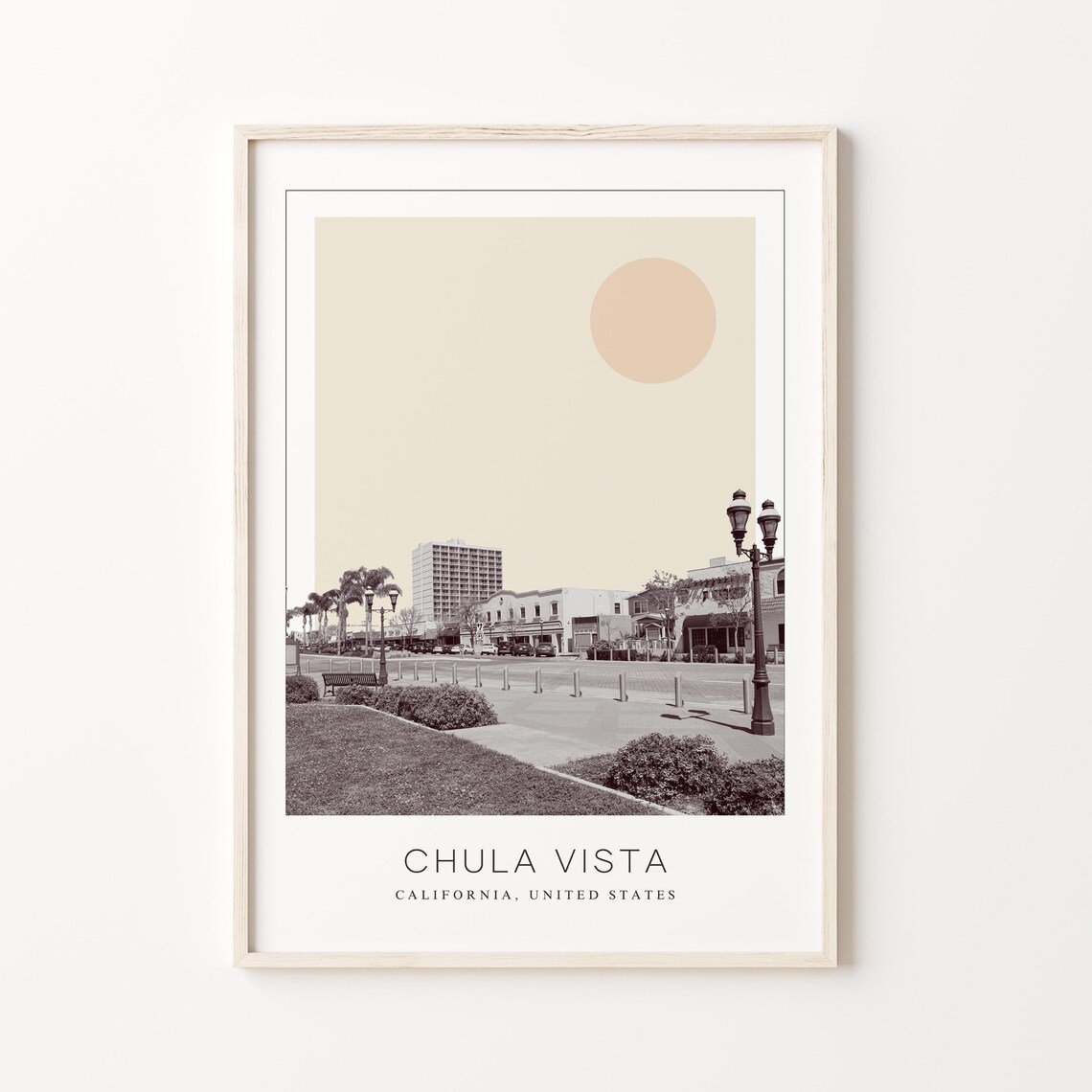 Chula Vista California Downtown Street Lamps Minimalist Travel Poster