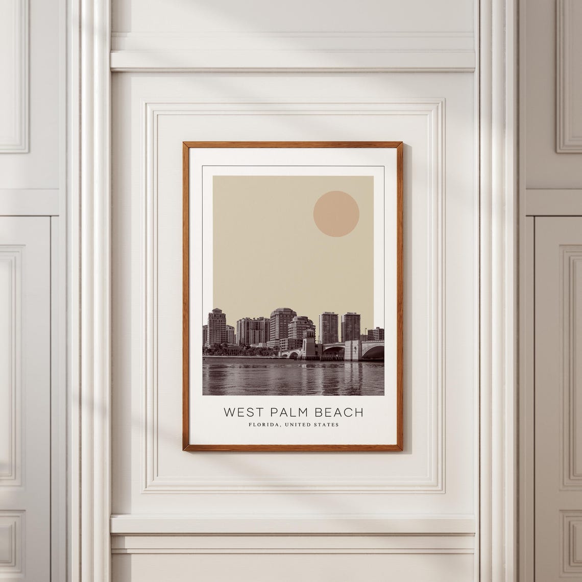 West Palm Beach Florida Waterfront Skyline Minimalist Poster - Image 2