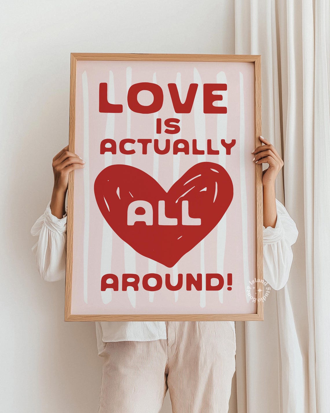 Love Is Actually All Around Red Heart Girly Valentine Poster