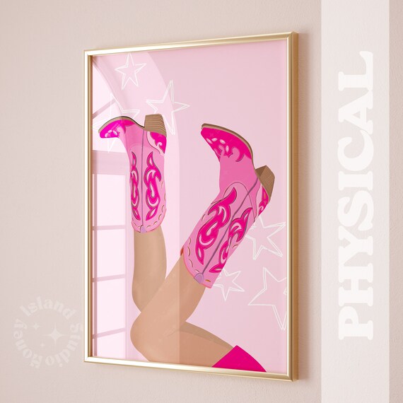 Pink Cowgirl Western Poster Wall Art Print