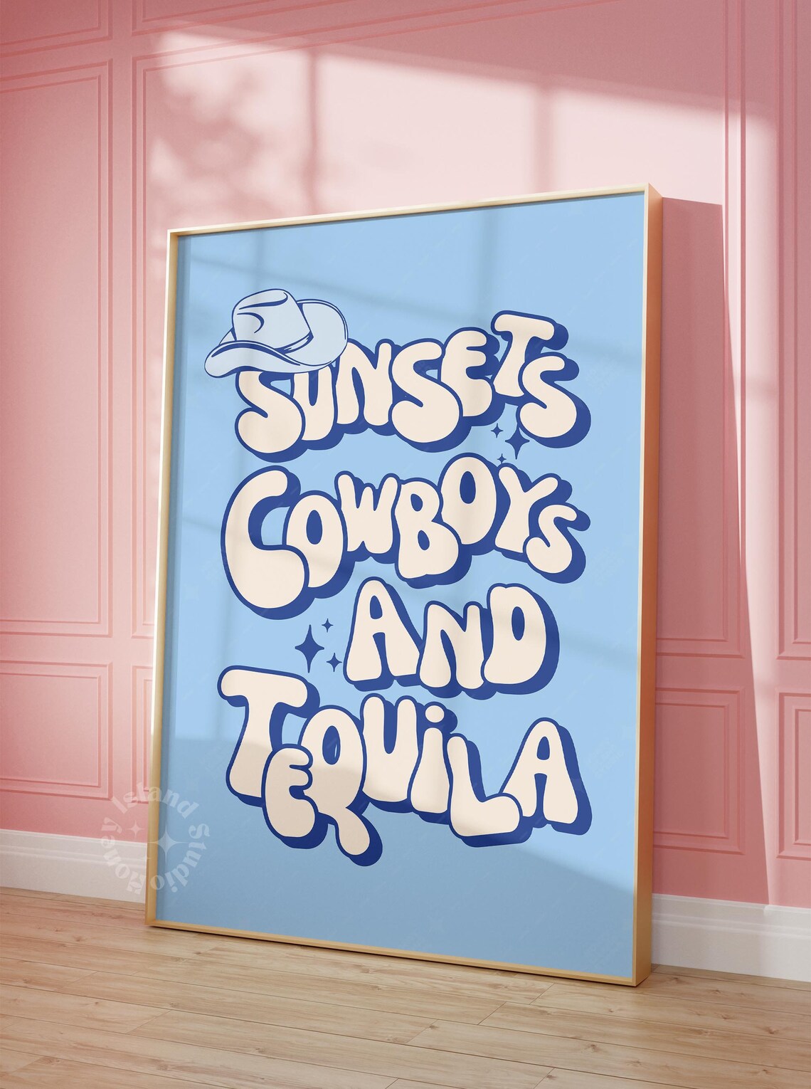 Coastal Cowgirl Bar Cart Prints Sunset Cowboys And Tequila Art Print
