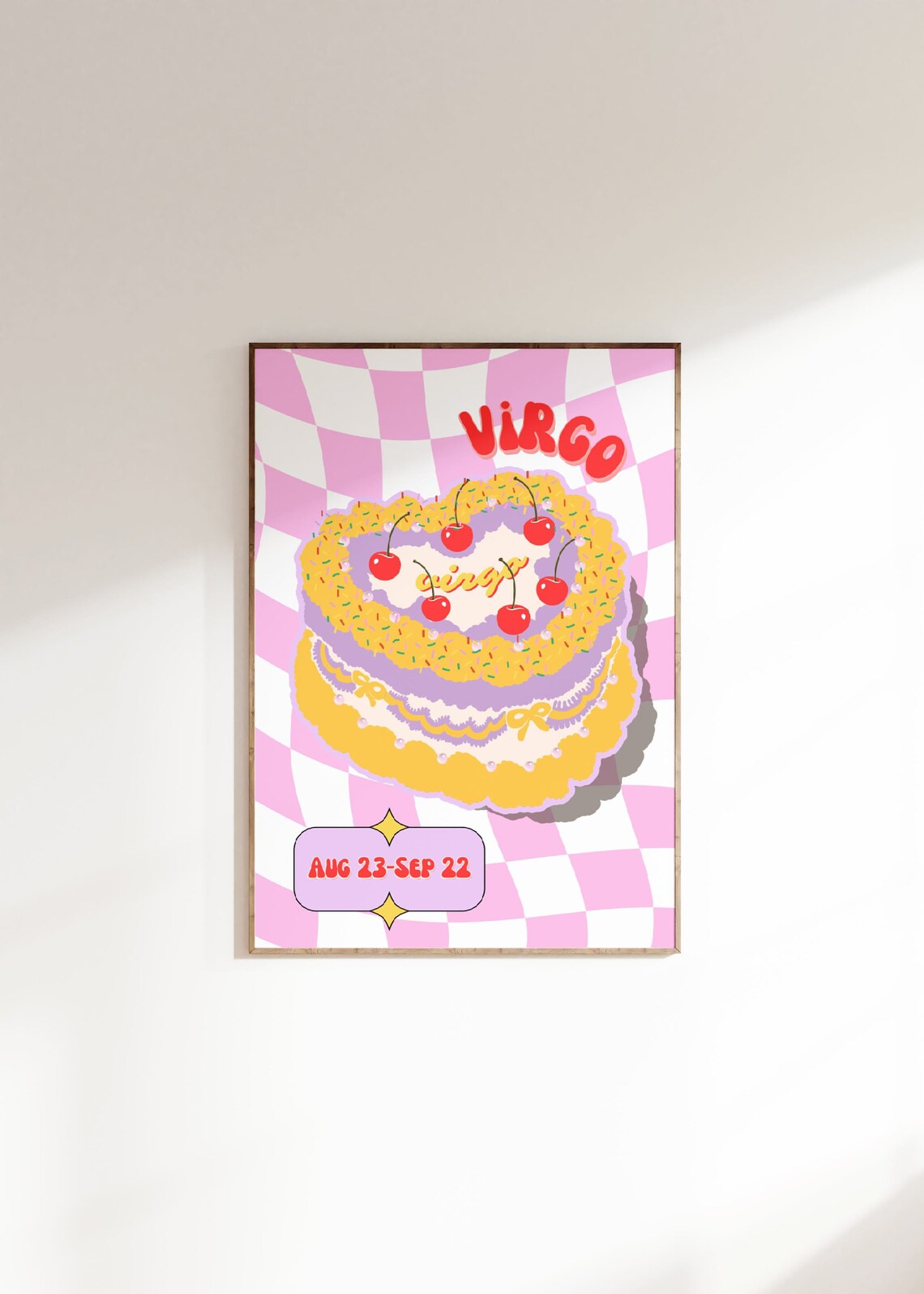 Virgo Retro Zodiac Poster, Astrology Art Print