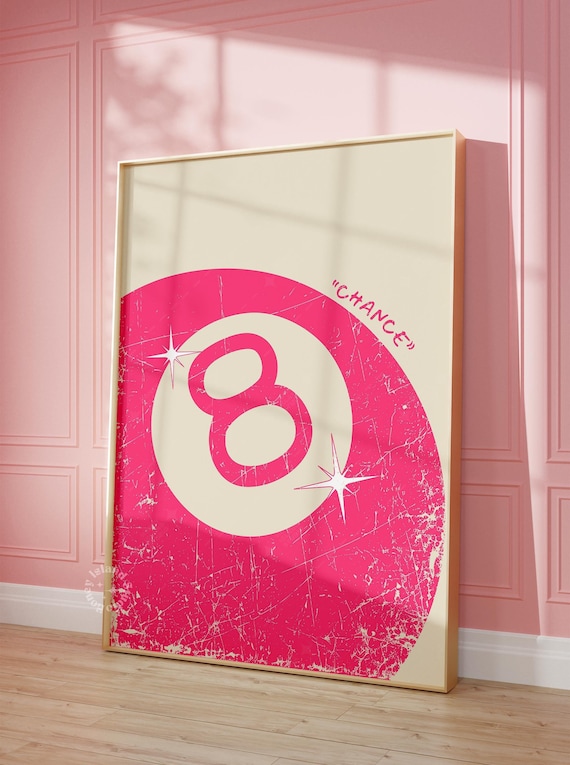 8 Ball Print, Pink Chance Groovy Billiards Poster