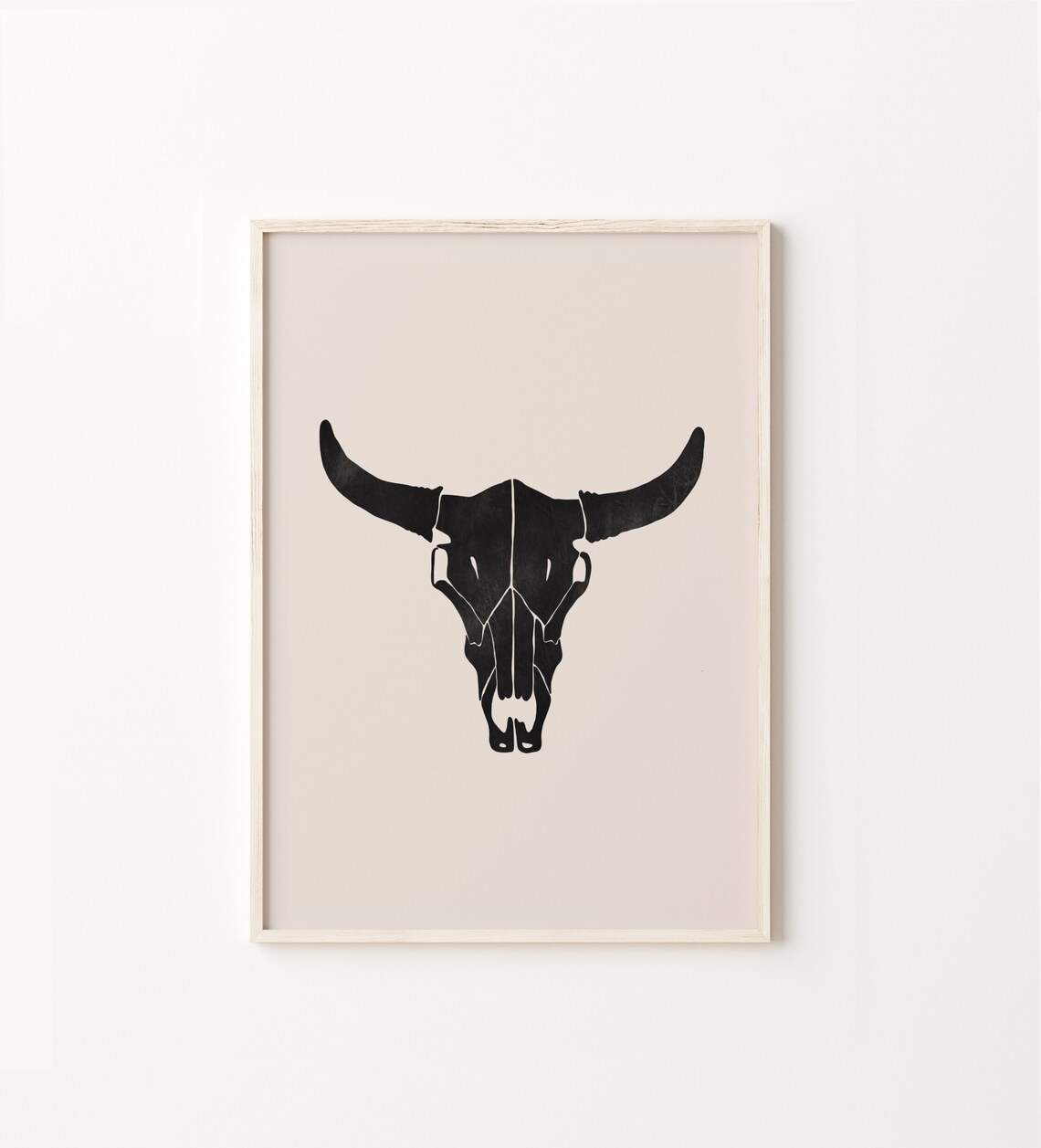 Cow Skull Western Boho Art Print, Cowboy Decor