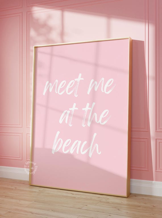 Meet Me At The Beach Pink Coastal Cowgirl Art Print