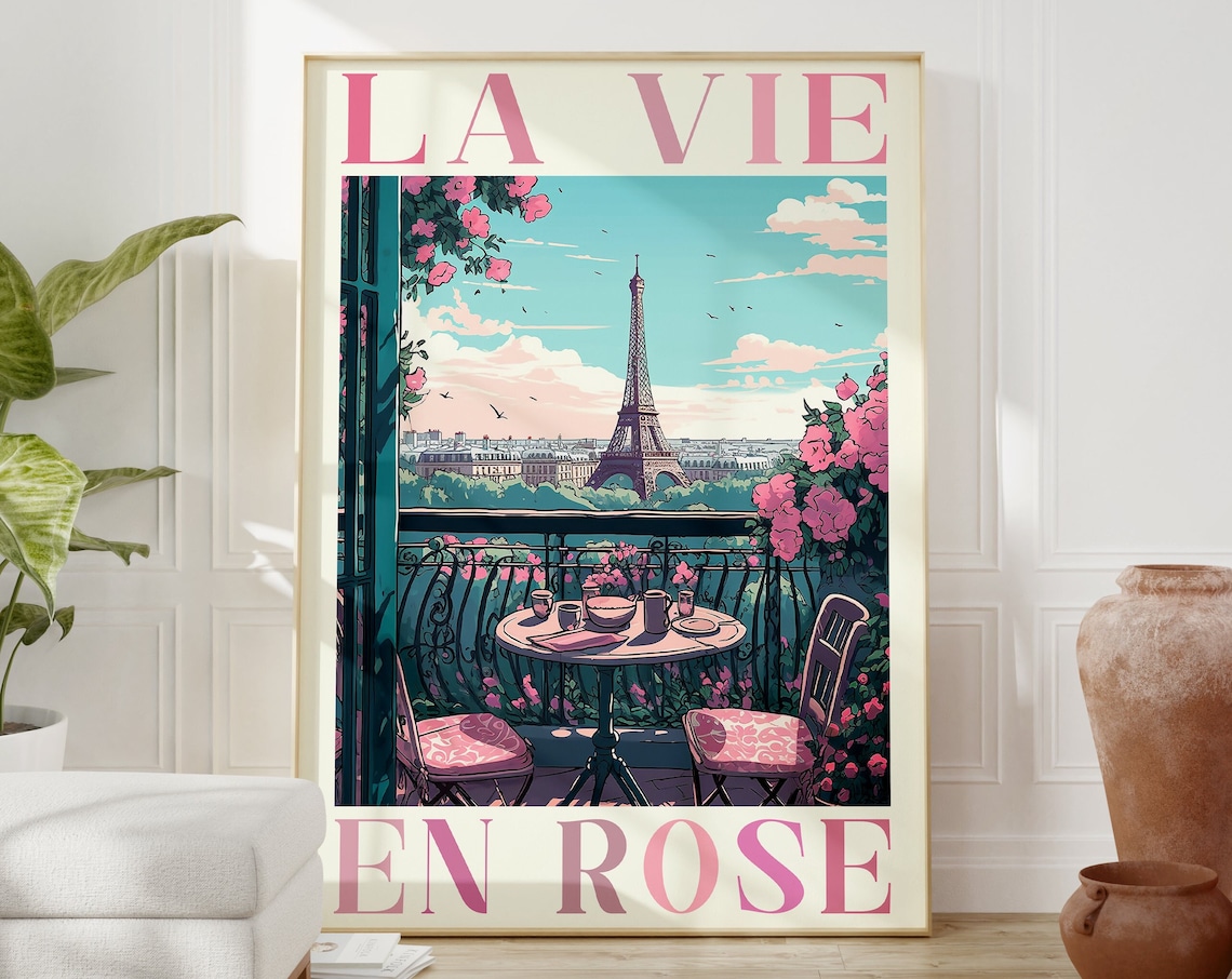 La Vie En Rose French Quote Paris Eiffel Tower Poster