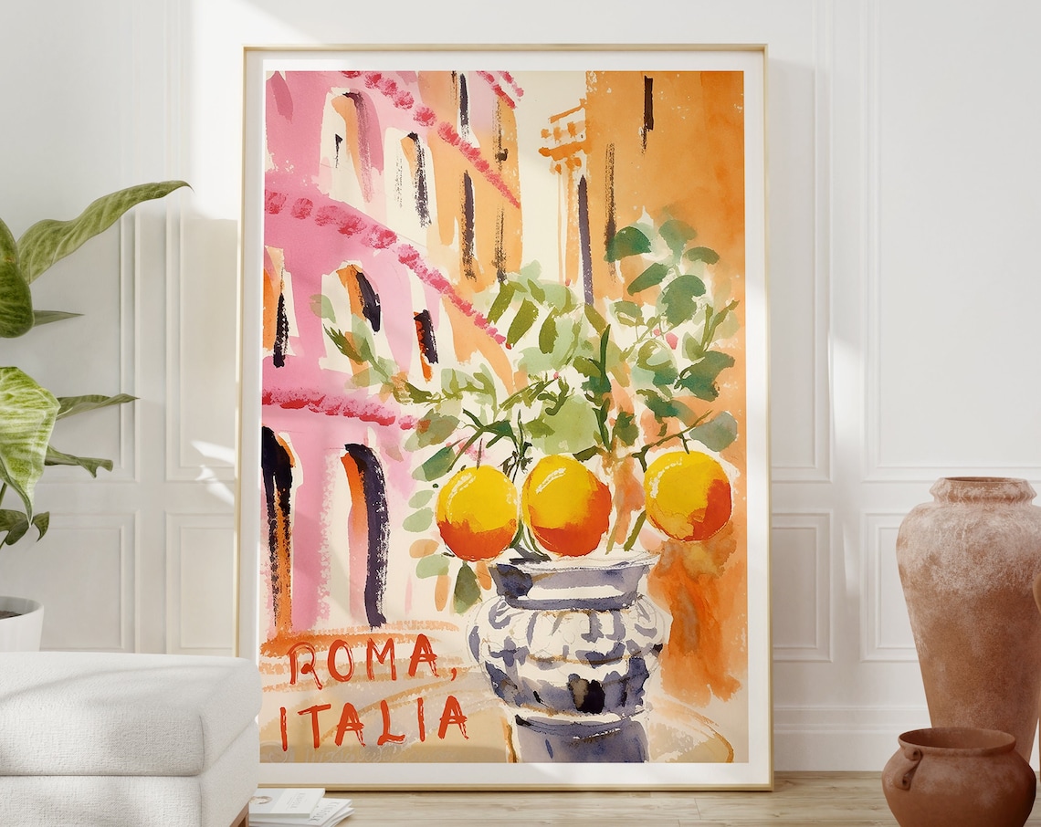 Rome Italy Colosseum Watercolor Travel Poster Art