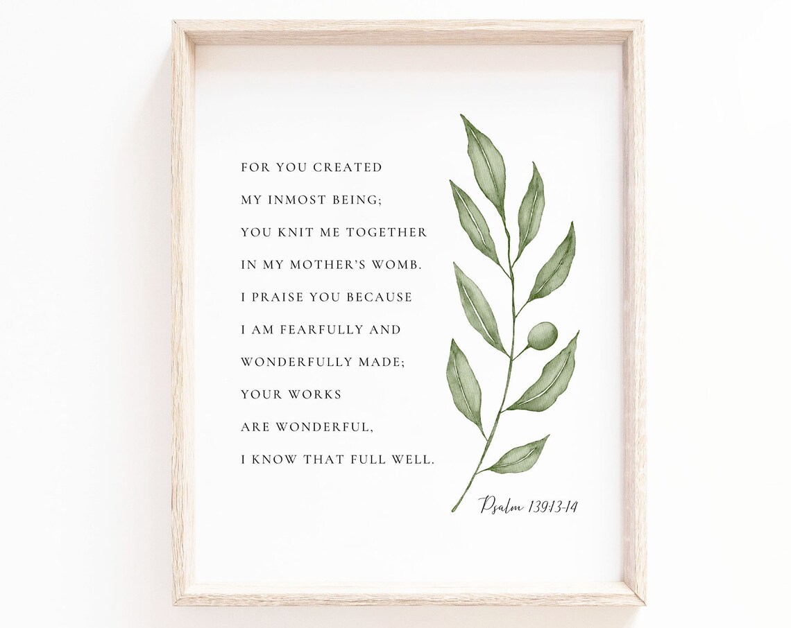 Psalm 139:13-14 Fearfully Made Nursery Wall Art Print