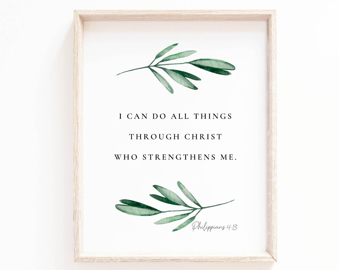 Philippians 4:13 Bible Verse, Botanical Scripture Art