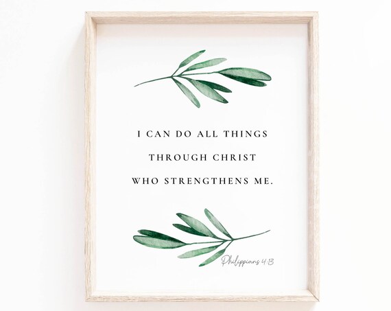 Philippians 4:13 Bible Verse, Botanical Scripture Art