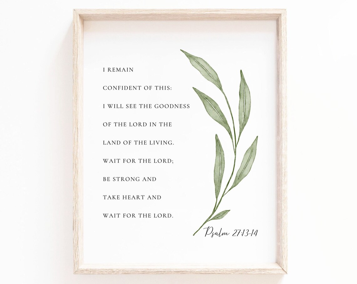 Psalm 27:13-14 Botanical Scripture Wall Art Print - Image 2