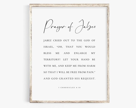 Prayer Of Jabez 1 Chronicles 4:10 Full Text Scripture Poster