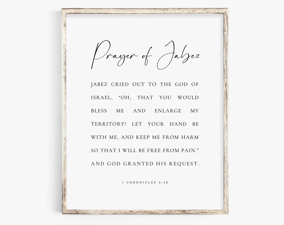 Prayer Of Jabez 1 Chronicles 4:10 Full Text Scripture Poster