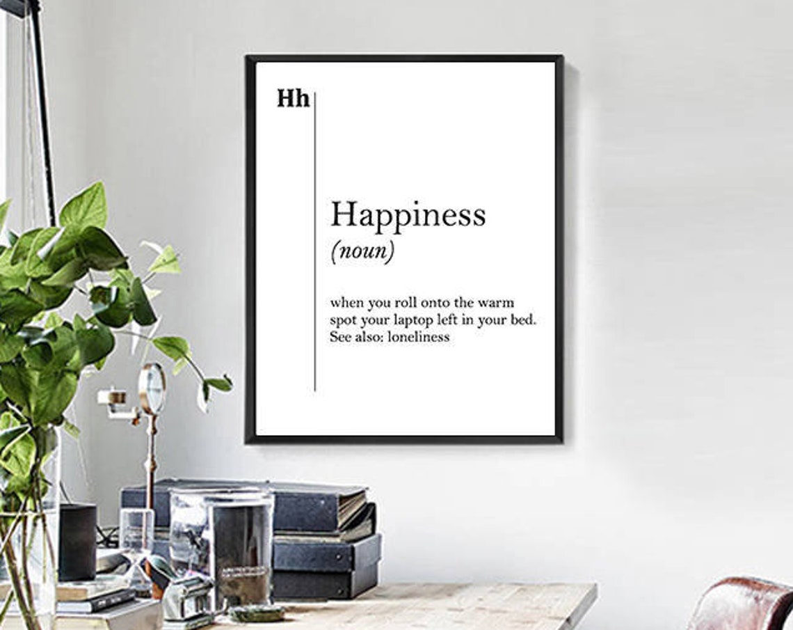Happiness Funny Dictionary Definition Quote Typography Wall Art - Image 2