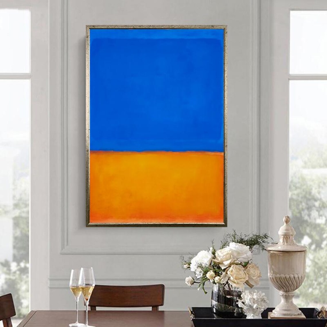 Blue and Golden Yellow Abstract Color Field Modern Art Poster - Image 4