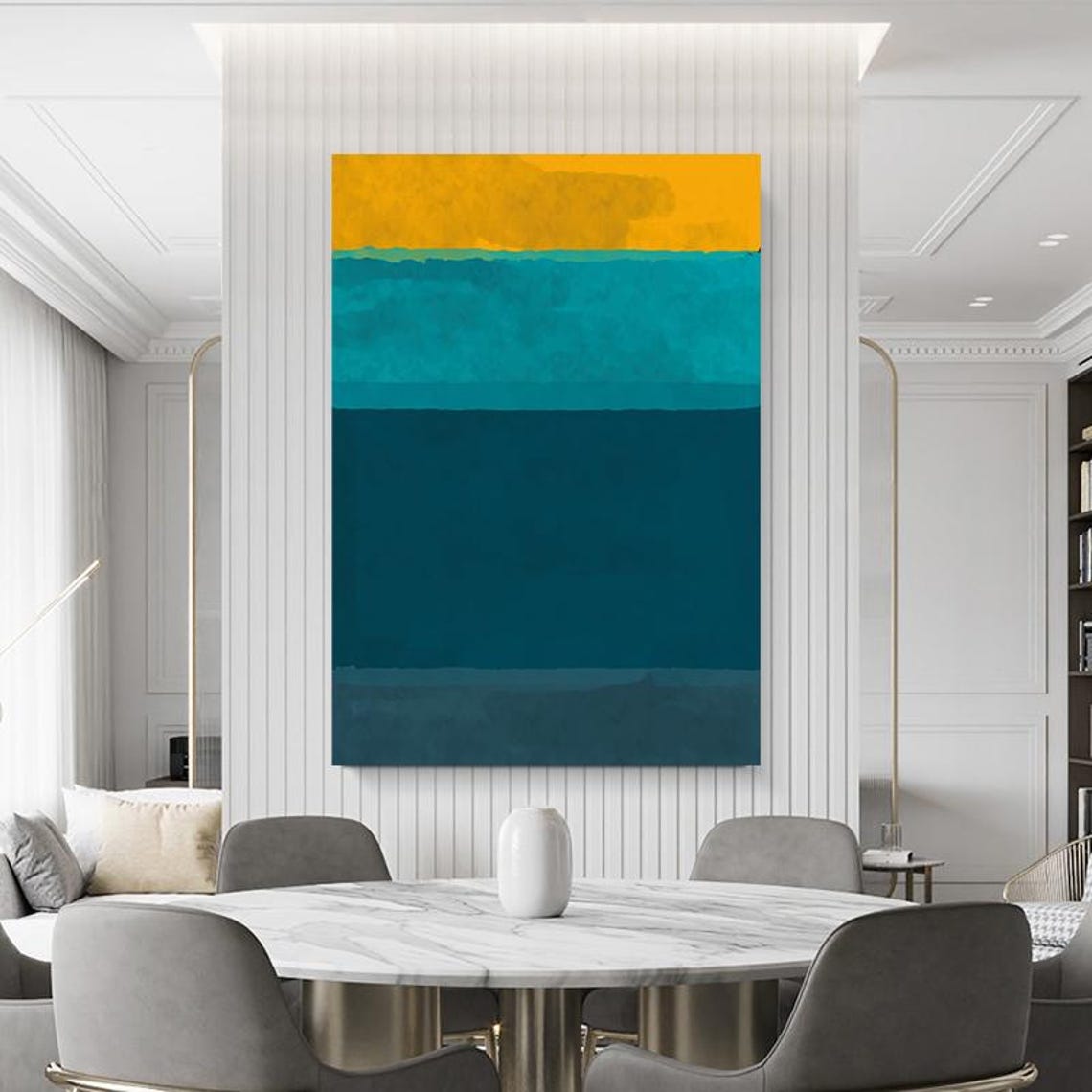 Rothko Style Mustard Yellow Teal Color Field Abstract Art Poster - Image 4