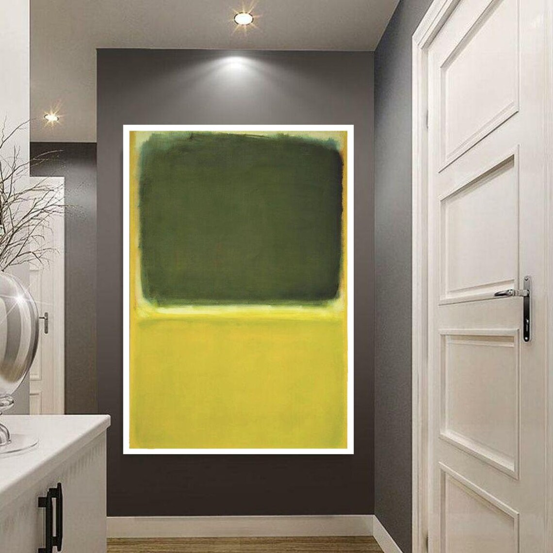 Olive Green And Golden Yellow Modern Color Field Abstract Wall Art - Image 4