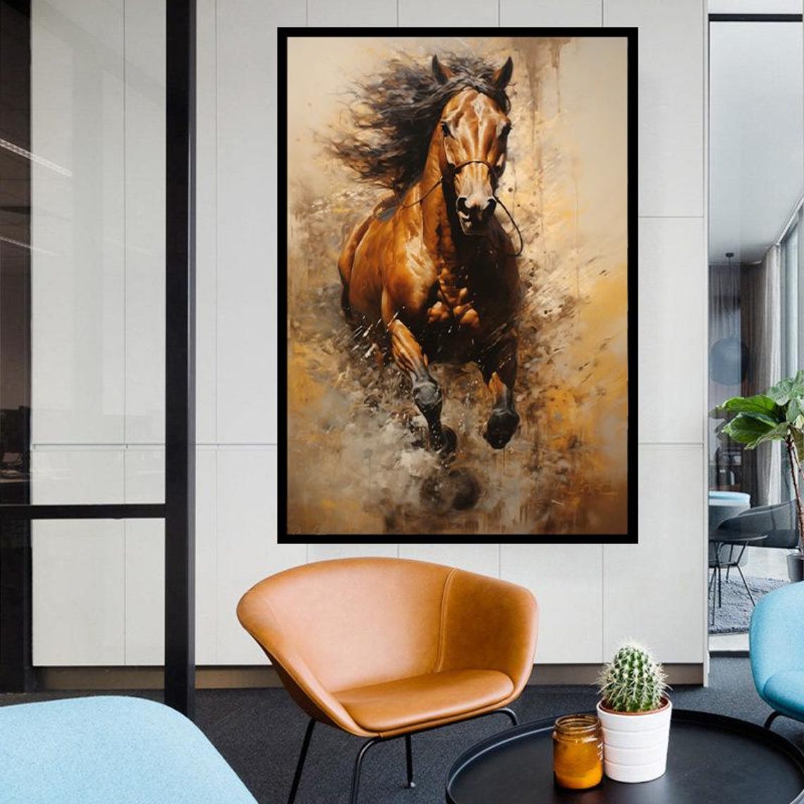 Chestnut Horse Galloping Through Dust Dramatic Equestrian Art Poster - Image 5