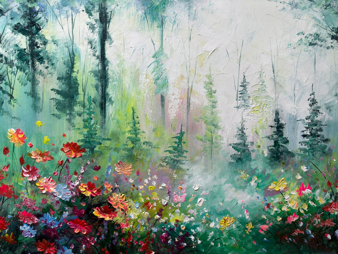 Personalized Blue Green Forest Landscape Art Print - Image 2