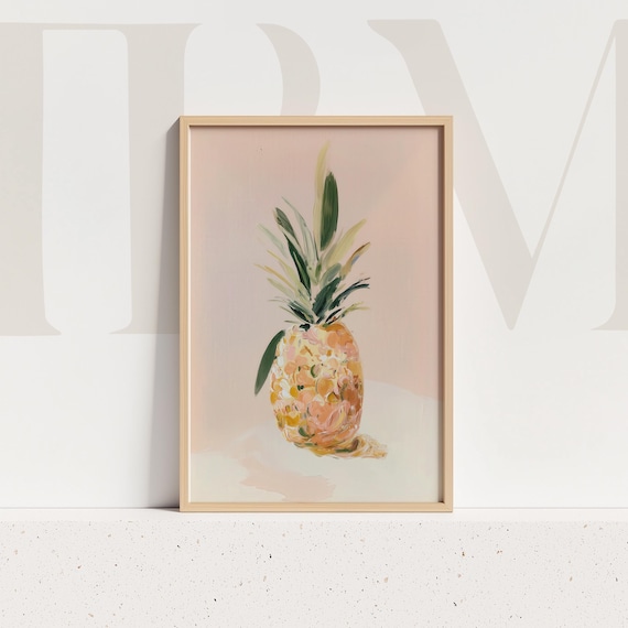 Pink Pineapple Tropical Fruit Soft Blush Botanical Still Life Art Print