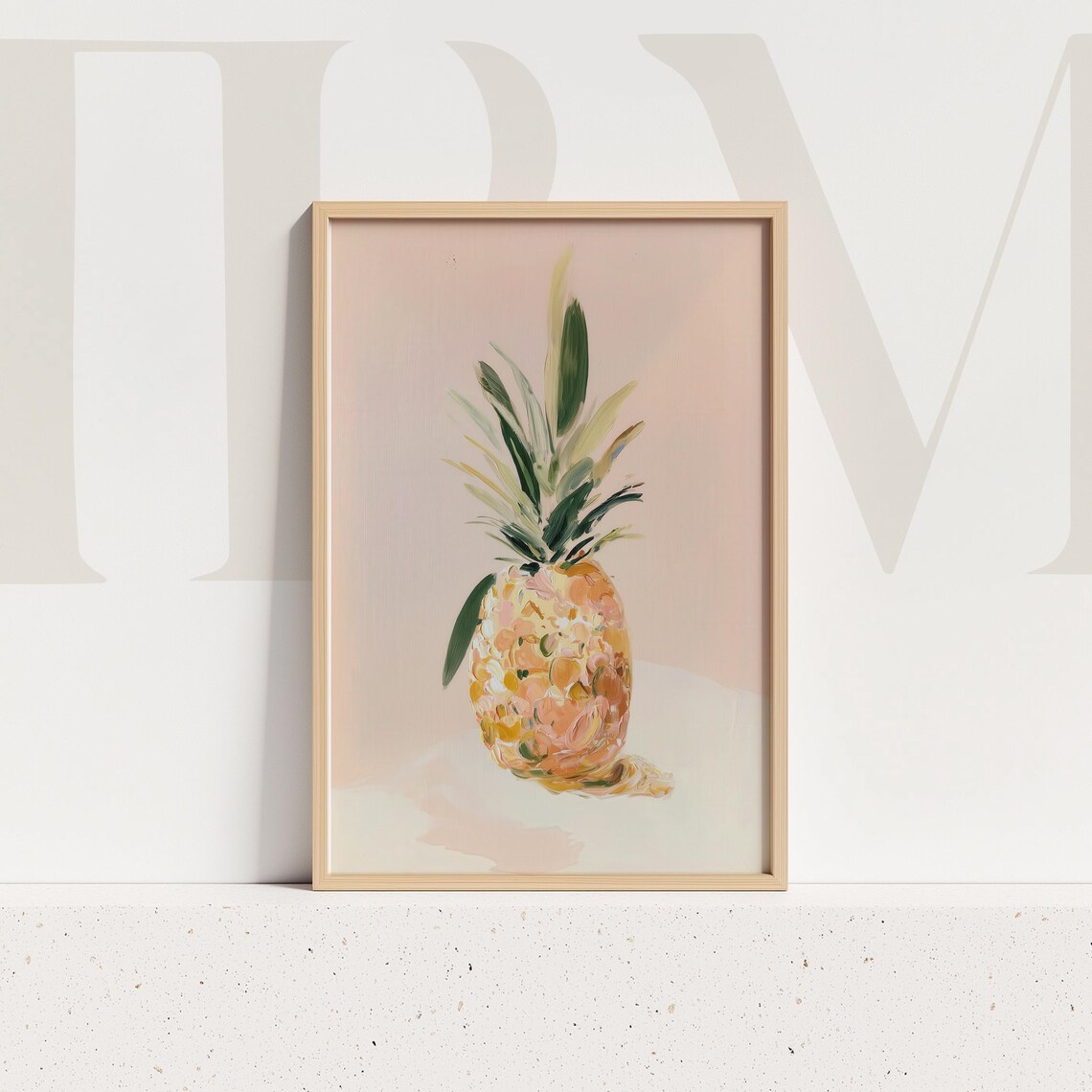 Pink Pineapple Tropical Fruit Soft Blush Botanical Still Life Art Print