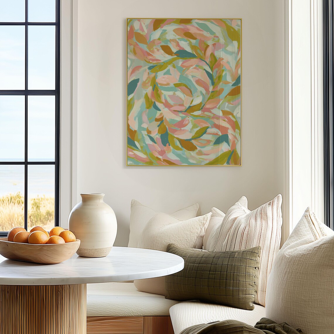 Abstract Botanical Print Colorful Brushstroke Painting