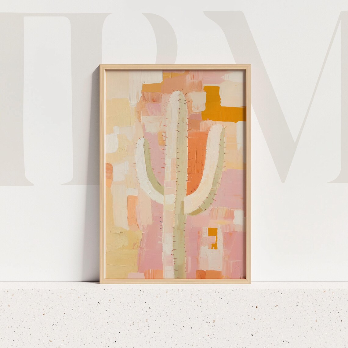 Abstract Cactus Art Print Pink Southwest Desert Boho Decor