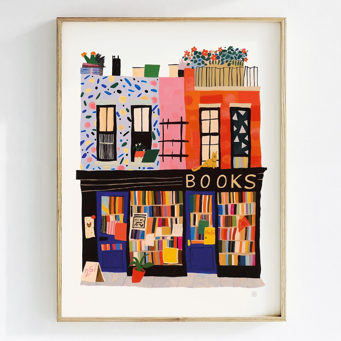 Bookstore Art Print, New York Bookshop Illustration