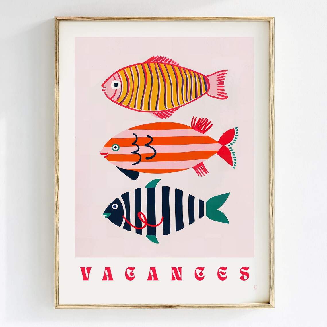Vintage Coastal Fish Travel Poster, Beach House Decor