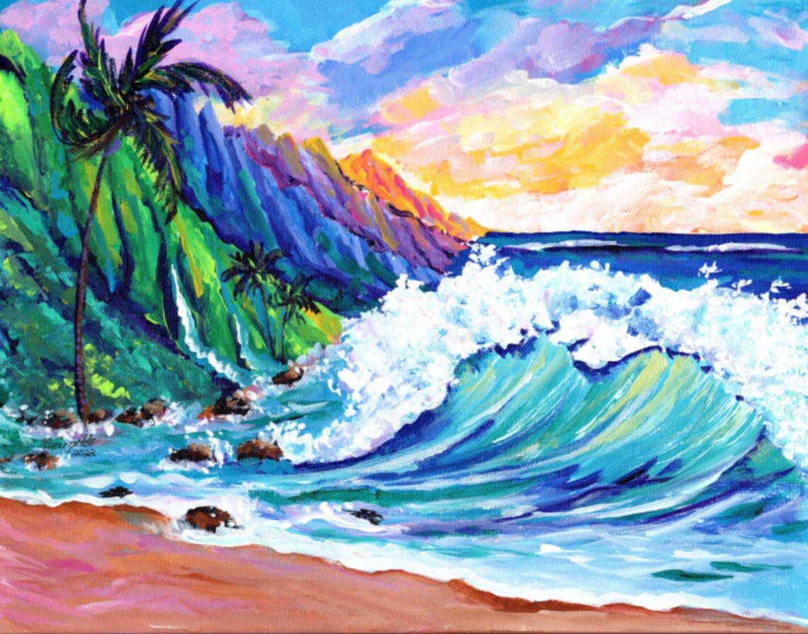 Kauai Na Pali Coast Tropical Sunset Art Print