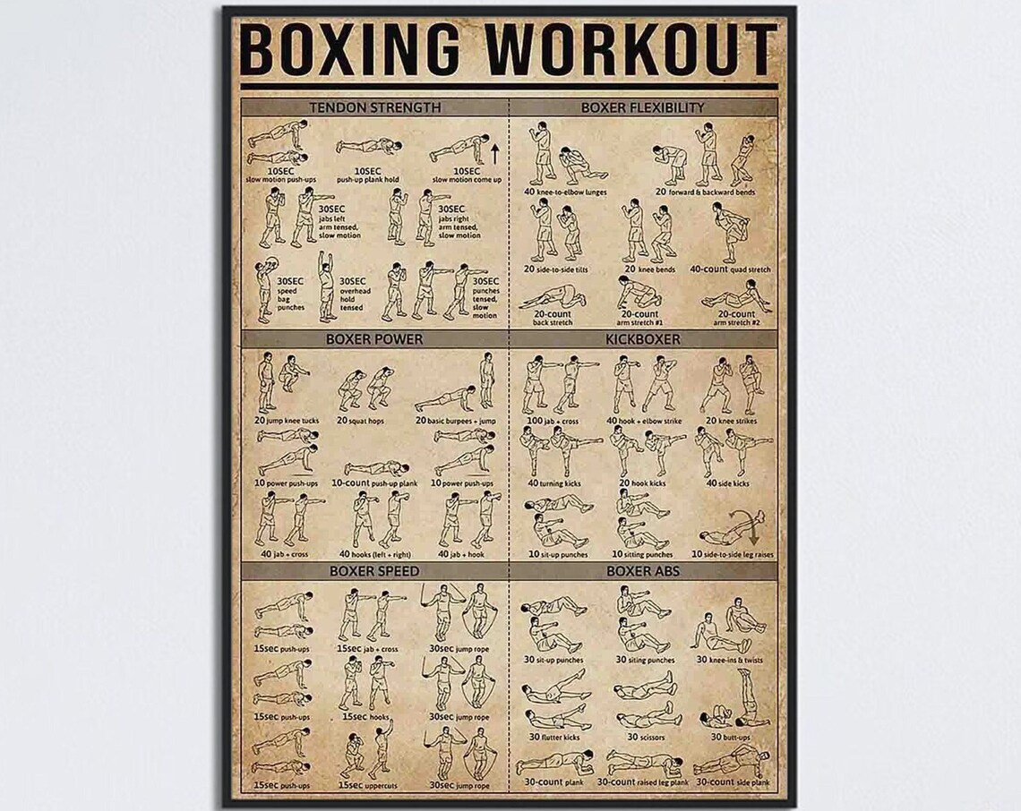 Boxing Fighting Techniques, Workout Guide Poster