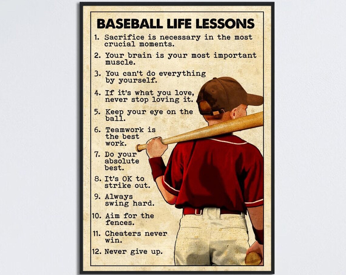 Personalized Baseball Life Lesson Poster, Gift For Boy