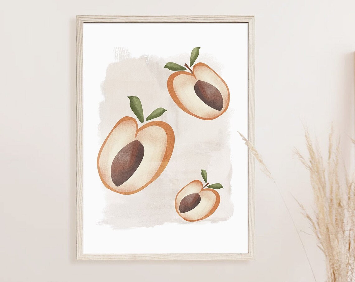 Apricot Halves Sweet Fruit Illustration Kitchen Watercolor Poster - Image 3